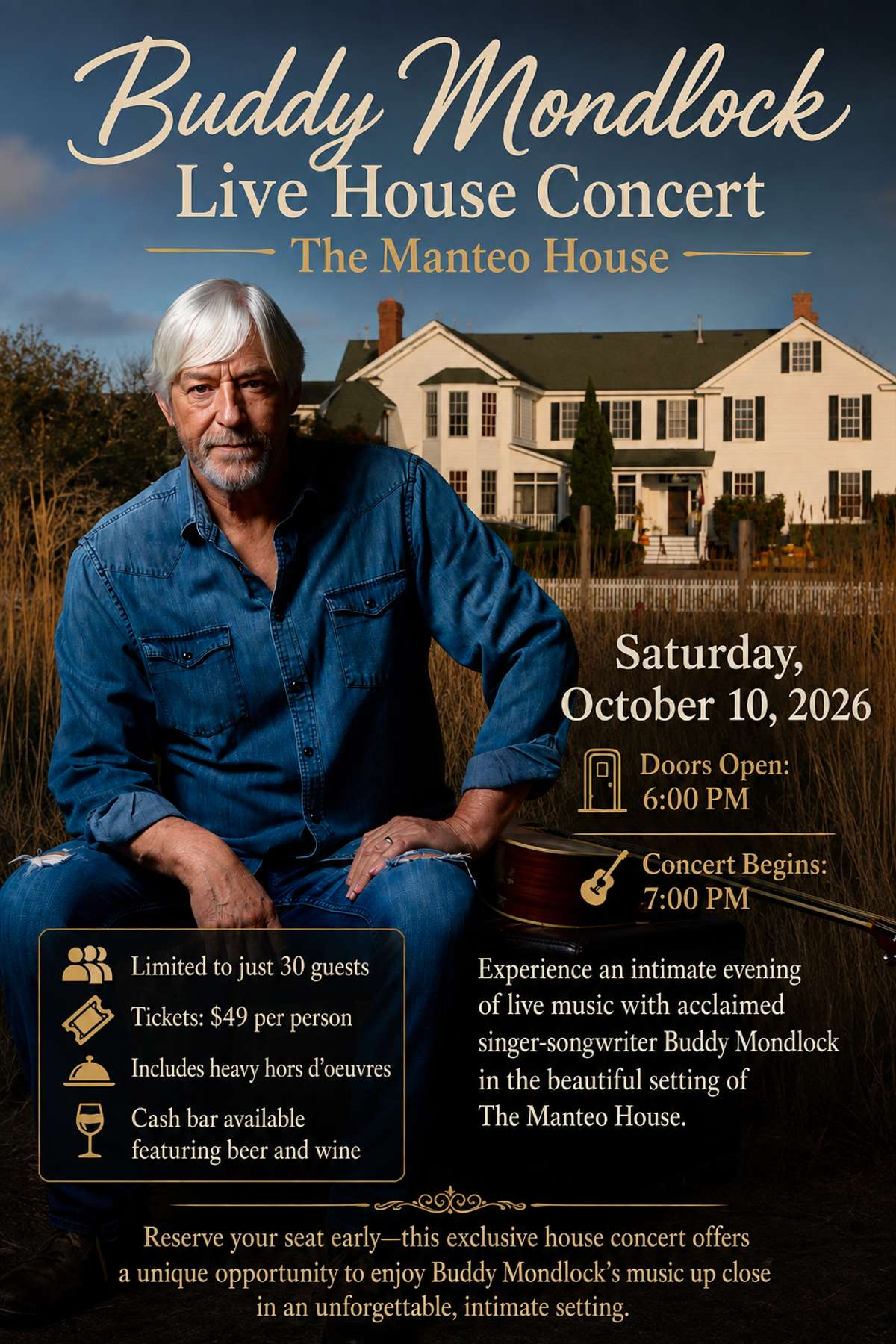Buddy Mondlock Live House Concert at The Manteo House